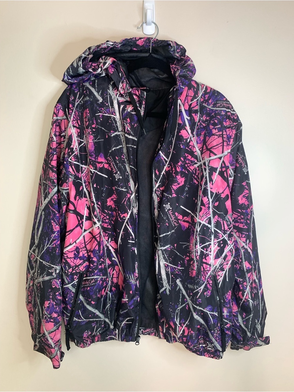 Moon Shine Muddy Girl Camouflage Pink & Black Hooded Jacket